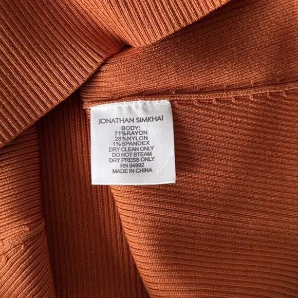New Jonathan Simkhai Zayla Compact Knit Off Shoulder Sweater in Tobacco Size L